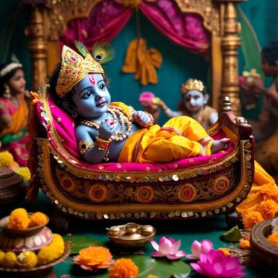 Gokula celebrating Krishna's birth